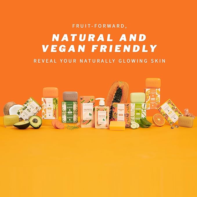 Papaya Exfoliating Soap, Hydrating Face Moisturizer with Niacinamide, Shea Butter and Aloe Vera, Even Skin Tone Body Cleansing Bar - Sensitive Skin Soap, Vegan, 3.52 oz (2 Bars)