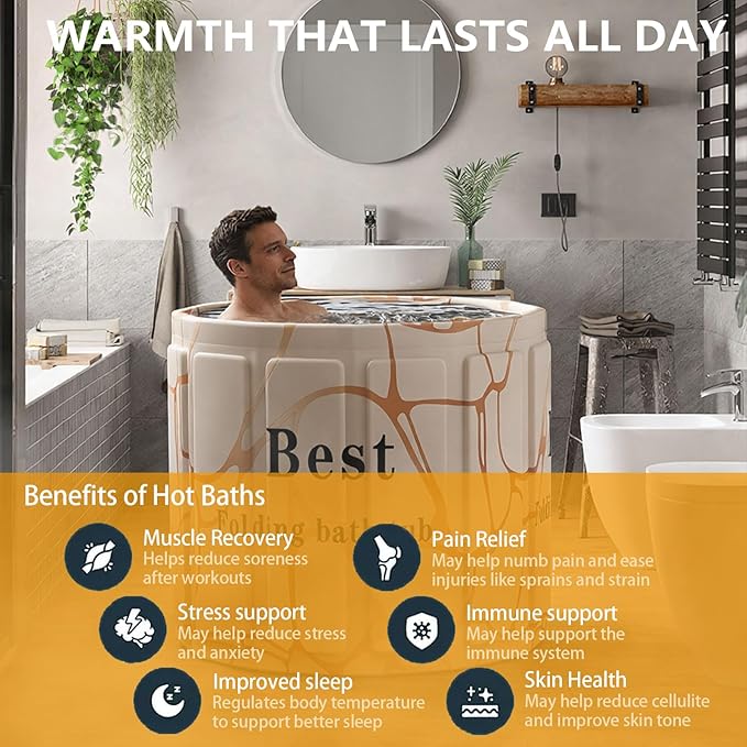 Portable Bath Tub for Adult, Foldable Soaking Bathtub for Hot SPA&Ice Bath, Foldable Small Bathtub Collapsible Tub for Bathing, Quick Setup No Installation, Space-Saving Storage (Fantasy, 25.9X31.5IN)