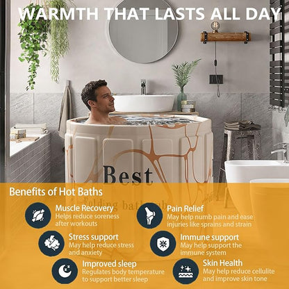 Portable Bath Tub for Adult, Foldable Soaking Bathtub for Hot SPA&Ice Bath, Foldable Small Bathtub Collapsible Tub for Bathing, Quick Setup No Installation, Space-Saving Storage (Fantasy,25.9X27.5IN)