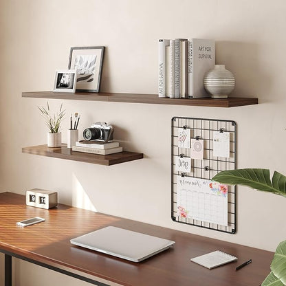 Wall Shelf Set of 3, Walnut Floating Shelves 36 in W x 10 in D x 1 in H, Wooden Floating Wall Shelf with Invisible Brackets for Living Room/Bedroom/Bathroom/Kitchen Storage and Decor