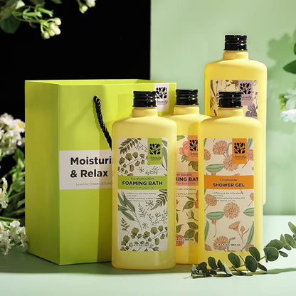 Bubble Bath for Women Adults, Scented Bubble Bath Gift Set for Women, 51.2 fl oz (Pack of 4), with Shower Gel, Ladies Foaming Bath Variety, Mother's Day Gift for Mom, Christmas Gifts for Her