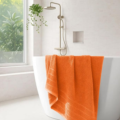 DAN River Extra Large Bath Towels Set of 4, 30 x 60 Inches - 100% Cotton Larger & Lighter Weight Towels for Bathroom - Quicker to Dry, Super Soft & Highly Absorbent Towels for Home, Orange