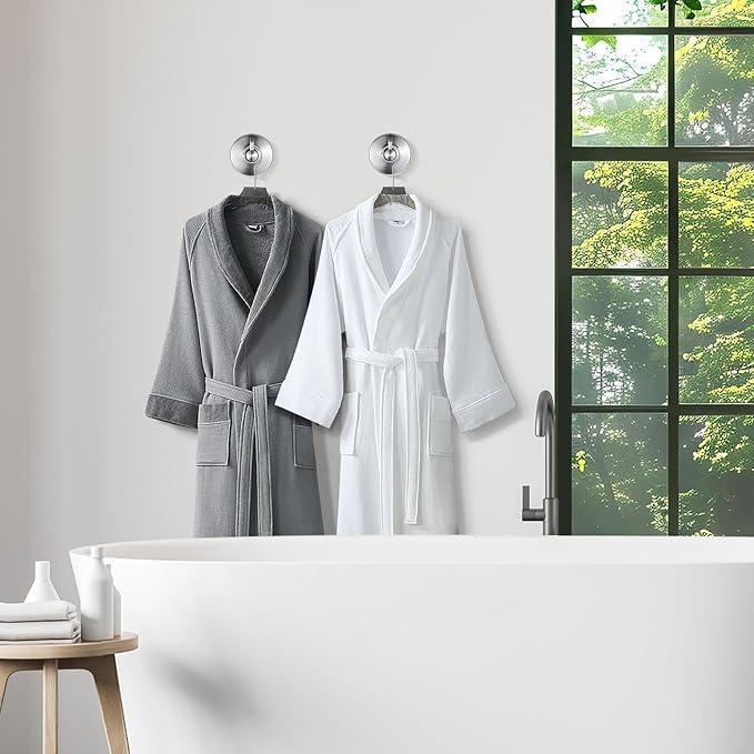 YOHOM Suction Cup Hooks for Shower Wall Bathrooms Towels Hook for Glass Door Heavy Duty (Silver, 4 PCS)