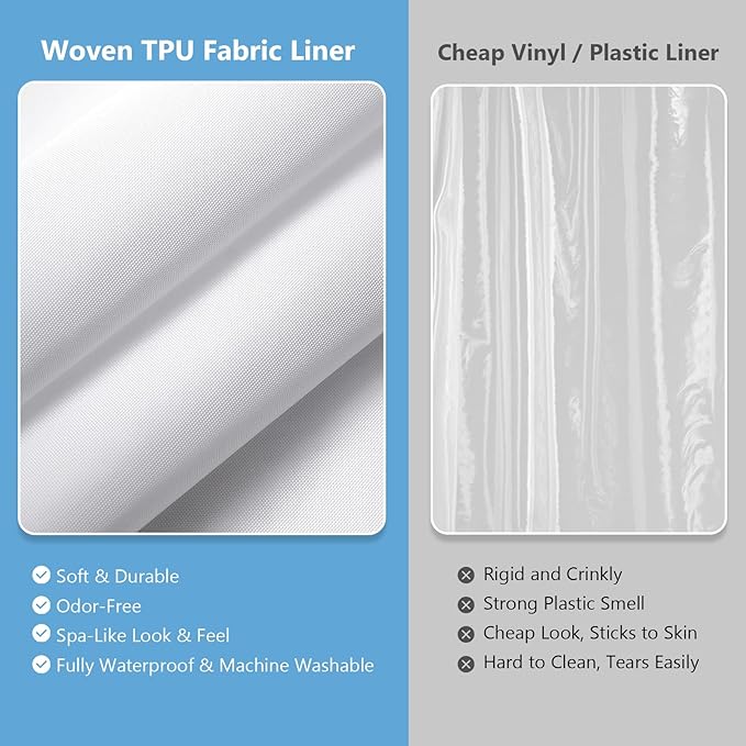 VANZAVANZU Hookless Shower Curtain with Mesh Top and Snap in Waterproof Liner, Waffle Weave, Weighted Magnets Hem, Machine Washable, 72 x 75 Inches – (Black)
