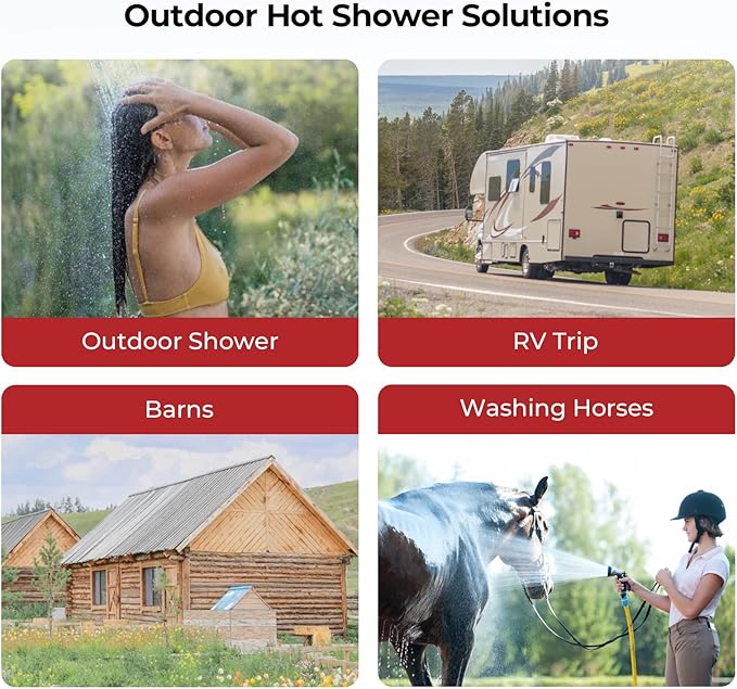 CAMPLUX ENJOY OUTDOOR LIFE 1.32 GPM Outdoor Portable Propane Tankless Water Heater with 1.2 GPM Water Pump Kits, Gray