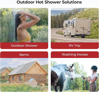 CAMPLUX ENJOY OUTDOOR LIFE 1.32 GPM Outdoor Portable Propane Tankless Water Heater with 1.2 GPM Water Pump Kits, Gray
