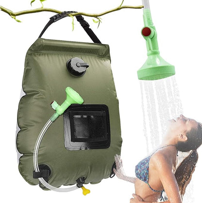 Solar Shower Bag, 5Gal(20L) Portable Solar Heating Camping Shower Bag,with Removable Hose and On-Off Switchable Shower Head,for Outdoor Traveling/Climbing/Hiking/Beach/Swimming