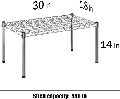 Wire Shelving Kit | NSF Commercial Storage Rack Unit (1-Tier | 14" Height, 18" Deep x 30" Wide)