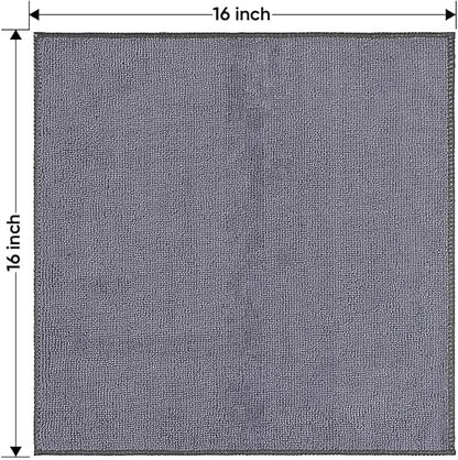 HOMEXCEL Microfiber Cleaning Cloths 12 Pack, Premium 16 x 16 inch Microfiber Towel for Cars, Ultra Absorbent Car Washing Cloth, Lint Free Streak Free Wash Cloths for Car, Kitchen, and Window, Grey