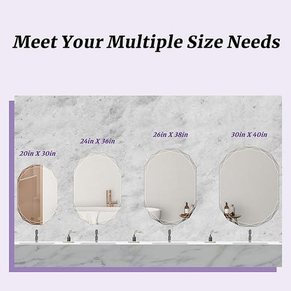 Bathroom Mirror for Wall, 24" x 36" Oval Bathroom Vanity Mirror, Beveled Edge Frameless Wall Mount Vanity Mirror, Wall Mirror Decorative, Irregular Beveled Edge