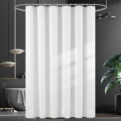 UFRIDAY White Shower Stall Curtain Liner Premium PEVA 36 x72 inch,Heavy Duty Shower Curtain with 2 Weighted Magnets, Small Size Waterproof Bath Curtains with 6 Hooks
