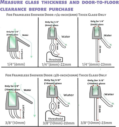 2-Pack Frameless Shower Door Bottom Seal (3/8'' X 39'') Clear Glass Shower Door Seal Strip Shower Door Sweep can Covers up to 20mm Gap - Stop Leaks