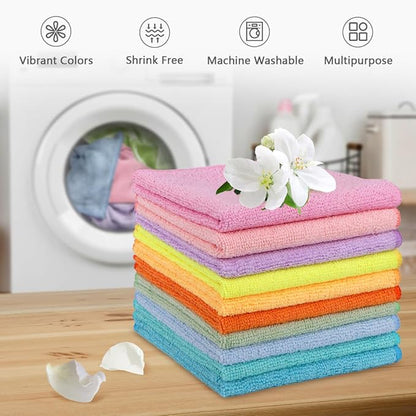Orighty Washcloths Towels Set 20 Pack, Highly Absorbent and Soft Feel Microfiber Face Cloths, Multi-Purpose Wash Cloths & Hand Towels for Bathroom, Hotel, Spa, and Gym, 11.5x11.5 Inch, Multicolor