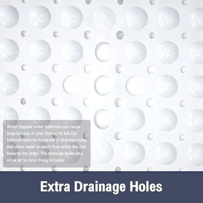 White Square Shower Bathtub Mat Non Slip 21x21 Inch, Soft Bath Mat for Inside Shower Tub, Shower Stall Mats for Bathroom Floor with Big Suction Cups Drain Holes, Easy Washable Dry BPA-Free
