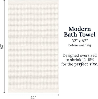GILDEN TREE Waffle Towels for Bathroom Luxury 100% Cotton Bath Towels, Quick Dry Towel, Thin Super Absorbent Lint Free Shower Towels, Bath Towels Set of 2, Modern Style (Cream)