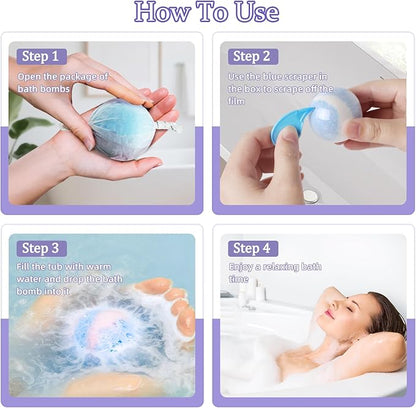 TranquilBliss Bath Bombs for Women, 50 PCS Set with 10 Rich Scents, Natural Bubble Bathbombs, Dry Skin Moisturizing, Present for Christmas, Mother’s Day, Birthday, for Mom, Wife, Her, Girls