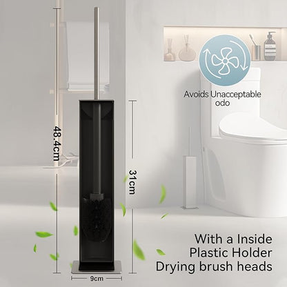 Brushed Nickel Toilet Brush and Holder,Toilet Bowl Brush with Extra Long Handle