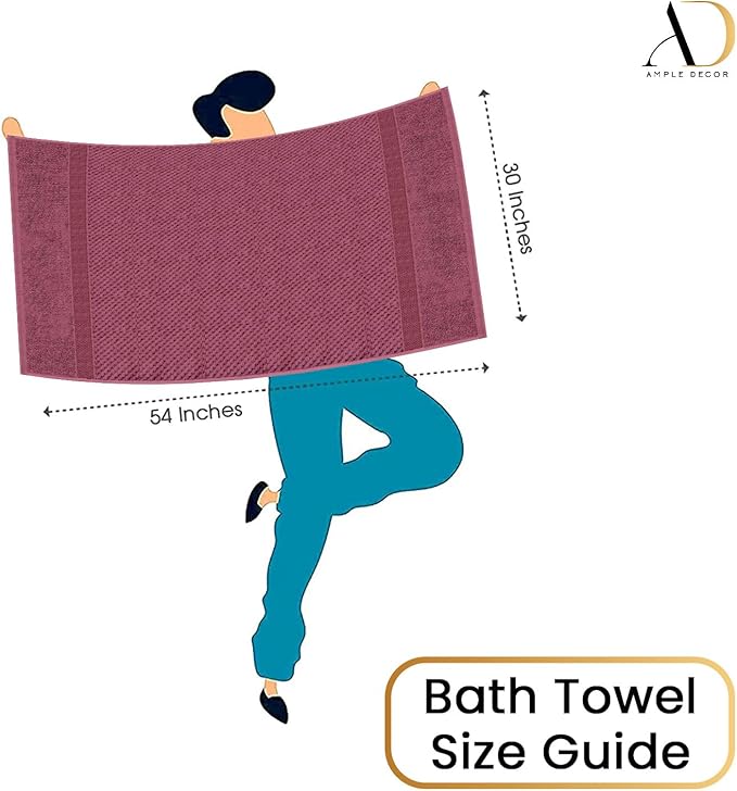 Ample Decor Bath Towels for Bathroom Set of 4 100% Cotton Popcorn Textured - Quick Dry, Highly Absorbent, Oeko-TEX Certified, Machine Washable - Mulaayam Collection - Grape Purple - 30 X 54 Inch