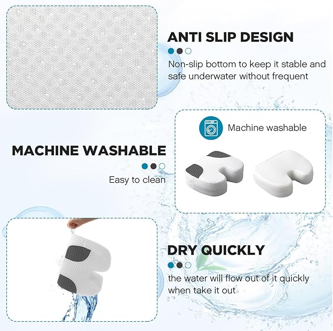 Suzile 1 Pcs Hot Tub Booster Seat Weighted Spa Bathtub Booster Inflatable Cushion Quick Dry Non Slip Bottom Portable Seat with 3D Air Mesh Cover Tub Accessory for Adult Indoor Outdoor (White Grey)