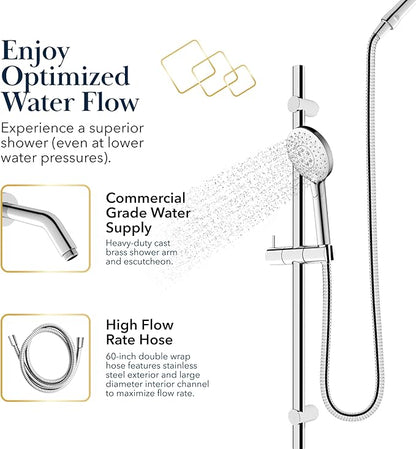 BATH ROYALE Handheld Shower Head, Detachable High Pressure & 3 Spray Modes, Matte Black