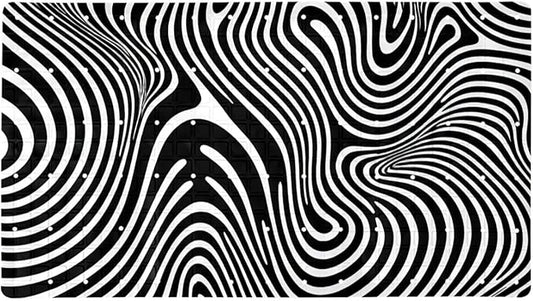 Bath Tub and Shower Mats, Non Slip Bathmat with Drain Holes and Suction Cups for Bathroom Floor, 15.1 x 26.8 Inch (Black and White Abstract Art Lines Pattern)