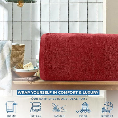 DAN RIVER Pack of 1 Bath Sheet 40x80 Inches, Luxury Large Towels Oversized for Bathroom, Absorbent Plush Towels - Red