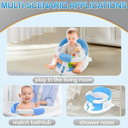Baby Bath Seat for Babies 6 Months & up, Non-Slip Toddler Bath Seats for Babies Sitting Up,Safe Infant & Newborn Baby Bath Chair Support for Bathtub/Living Room/Shower Room, Blue