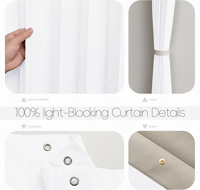 Accordian Door Curtain, 100% Blackout Folding Magnetic Doorway Curtains,Linen Style Closet Doors,for Room Divider,Privacy Protection（W52 x L78,White,1 Panel）