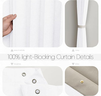 Accordian Door Curtain, 100% Blackout Folding Magnetic Doorway Curtains,Linen Style Closet Doors,for Room Divider,Privacy Protection（W52 x L78,White,1 Panel）