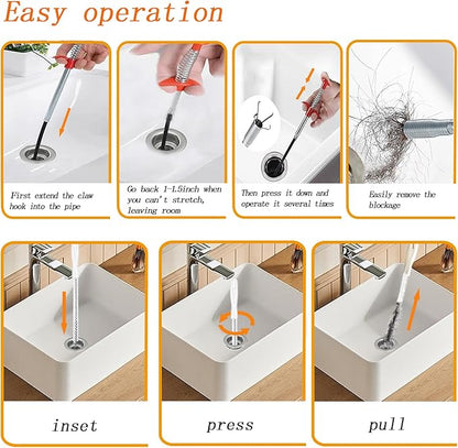 36inch Drain Snake Hair Clog Remover-Drain Auger Hair Catcher & Cleaning Brush-Sink Drain Cleaner Tool for Kitchen,Bathroom,Sewer,Bathtubs,Sunroof and Dryer Vent (36inch)