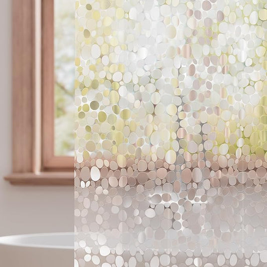 Titanker Clear Shower Curtain Liner with Pebble Pattern, Medium Weight Plastic Shower Liner PEVA Waterproof Shower Curtains for Bathroom with Big Stones and Grommets, 72x72 Inches