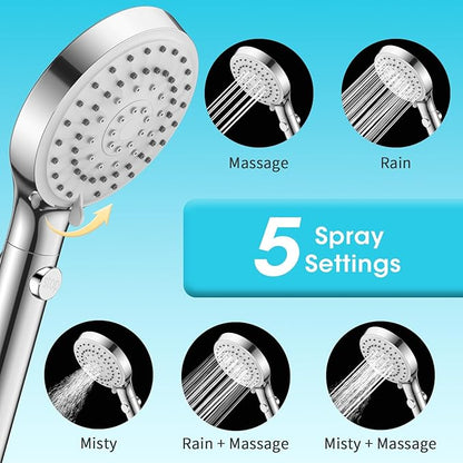 FASDUNT Shower Head with Handheld, Filtered Shower Head with 80" Extra Long Hose, 20-Stage Filter for Softening Hard Water to Improve Hair and Skin Problems