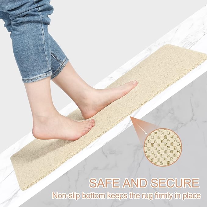 Joyhalo Bathtub Mat Non Slip, Bath Mat for Tub, Shower Mats for Inside Shower, 17x24 Inch, PVC Loofah Bathroom Mats for Wet Areas, Quick Drying, Beige