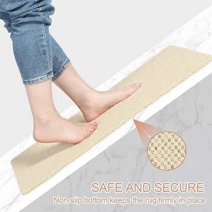 Joyhalo Bathtub Mat Non Slip, Bath Mat for Tub, Shower Mats for Inside Shower, 17x24 Inch, PVC Loofah Bathroom Mats for Wet Areas, Quick Drying, Beige