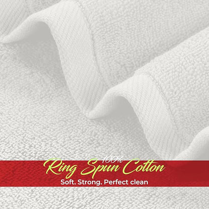 RIVERSIDE 12 Pack Washcloths - 12x12 Inches, 400 GSM, 100% Ring-Spun Cotton - Soft, Absorbent & Durable Face and Body Towels - for Bathroom, Spa, Gym, Makeup Removal & Everyday Use - White