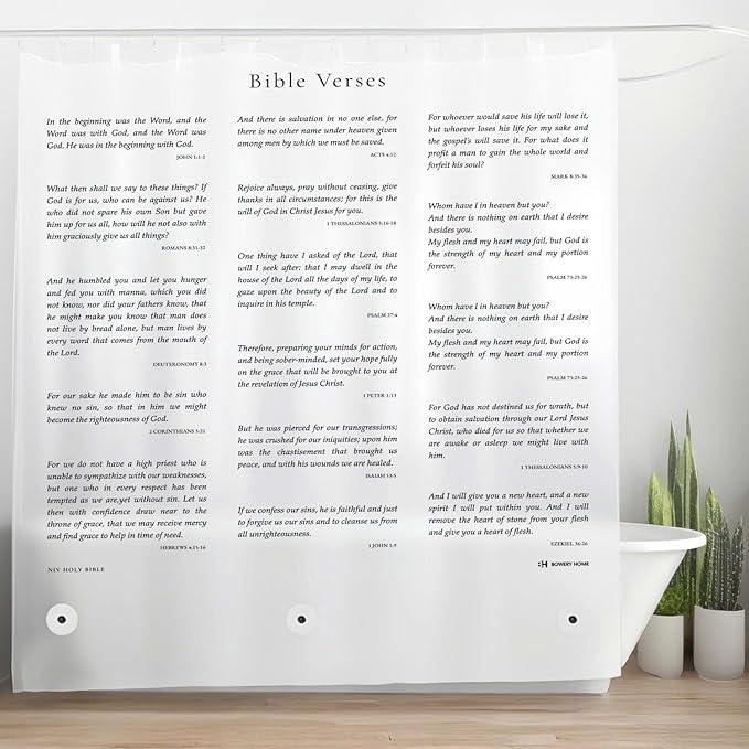 Eco-Friendly Recycled PEVA Shower Curtain Liner – Waterproof, Sustainable, Non-Toxic Shower Curtain Liner, NOT Made in China - 72x72IN, 4G – NIV Holy Bible