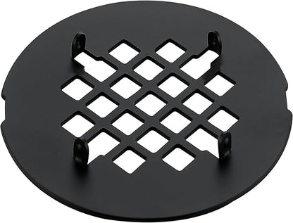4-1/4 inches Snap-On Round Shower Drain Cover, Stainless Steel (Matte Black)