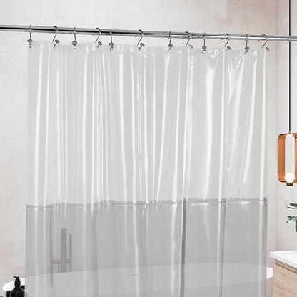 Shower Curtain Liner with 3 Magnets - Heavy Duty PEVA Plastic Shower Curtain for Bathroom, Waterproof Vinyl & See Through Liner, Metal Grommets - Color Block Clear/Black, 72x72