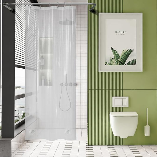 AmazerBath Stall Shower Curtain Liner 36x72, Walk in Shower Curtain Plastic, Clear Shower Stall Curtain Liner Heavy Duty Thick PEVA, Half Shower Liner with 2 Weighted Stones and 6 Grommet Holes