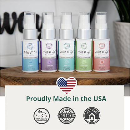 Mist N' Go by Omaze Travel Bathroom Spray - Toilet Odor Eliminator & Air Freshener - Fresh Linen (1oz x5)
