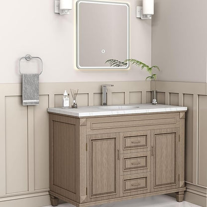 Angle Simple Swivel Towel Ring Chrome, Stainless Steel Hand Towel Rack for Bathroom Wall, Square Holder for Washcloth