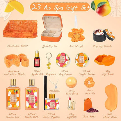 Christmas Gifts for Women Gift- 23-Piece Bath & Body Gift Basket Set for Women, Bath Gift Set, Spa Gift Baskets | Mothers Day Gifts for Mom, Valentine's, Birthday Gifts, All Occasion Present for Her