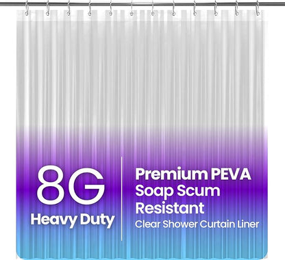 LiBa Bathroom Shower Curtain - Waterproof Plastic Shower Curtain Premium PEVA Non-Toxic Shower with Rust Proof Grommets Clear 8G Heavy Duty Bathroom Accessories 72x78