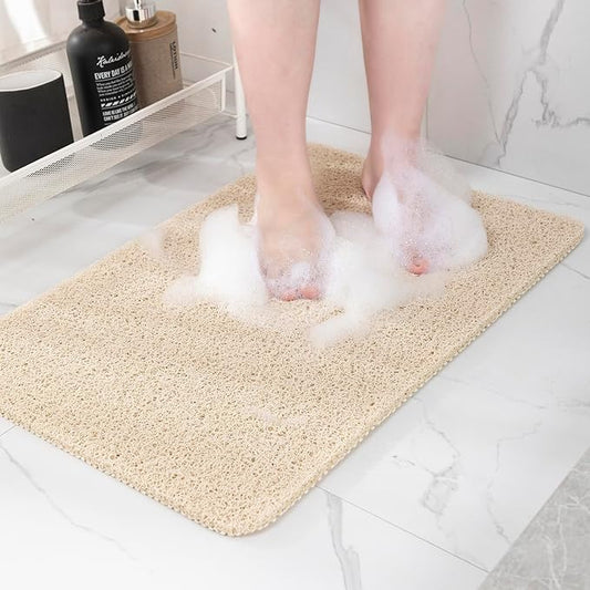Non-Slip Bathtub Mat, Anti Slip Shower Mat, Fast Drying Bathtub Mats, Foot Scrubber Mat, Anti Slip Mat for Tub, Floor, Bathroom, Kitchen, Home, Hotel (Beige 71"×24")