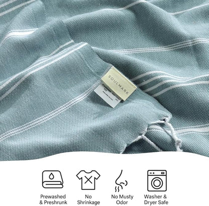 SOULMARK 100% Cotton Turkish Beach Towel with Bag - 38"x71" - 2 Pack - Made in Green & Oeko TEX Certified - Pre-Washed & Sand Free - Quick Dry and Lightweight for Travel - Made in Turkey - Sage Green