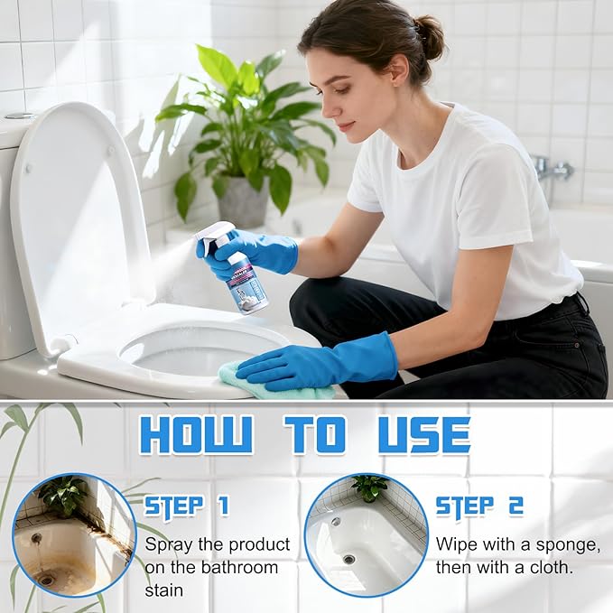 Bathroom Descaler Foam Cleaner, New Bathroom Descaler, Stubborn Stains Cleaner, All Purpose Bathroom Cleaner Spray for Home Kitchen, 4Floz/120ml (2 PCS)
