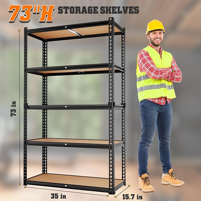 LEVELEVE 5-Tier Heavy Duty Storage Shelving Unit, 2000 lbs Capacity, Adjustable Metal Utility Shelf, 35" L x 16" W x 73" H for Garage, Kitchen, Pantry, Basement, Bathroom, Laundry,4 Pack