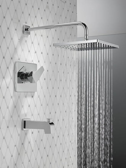 Delta Faucet Modern Raincan Square Single-Function Tub and Shower Trim Kit Brushed Nickel, Tub Faucet Set, Rainfall Shower Head, Spotshield Stainless T14468-SP-PP (Valve Not Included)