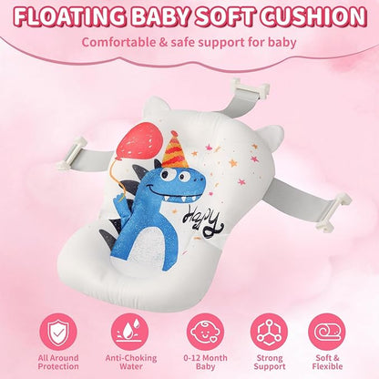 Baby Bathtub,Collapsible Baby Bath Tub with Thermometer & Soft Floating Cushion,Portable Travel Baby Bathtubs for Newborns to Toddlers 0-36 Months(Crab Pink)
