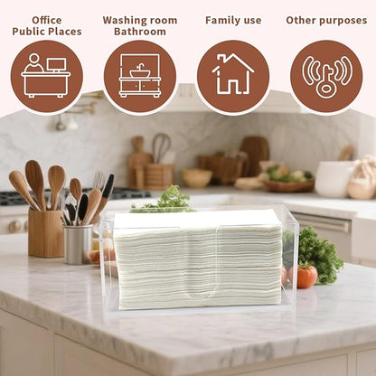 Acrylic Paper Towel Holder Countertop, 5mm Thick Clear C-Fold Z-Fold Trifold Napkin Dispenser, Bathroom & Kitchen Organizer for Multifold Towels (1)